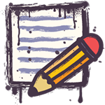 Illustration of a pencil and paper